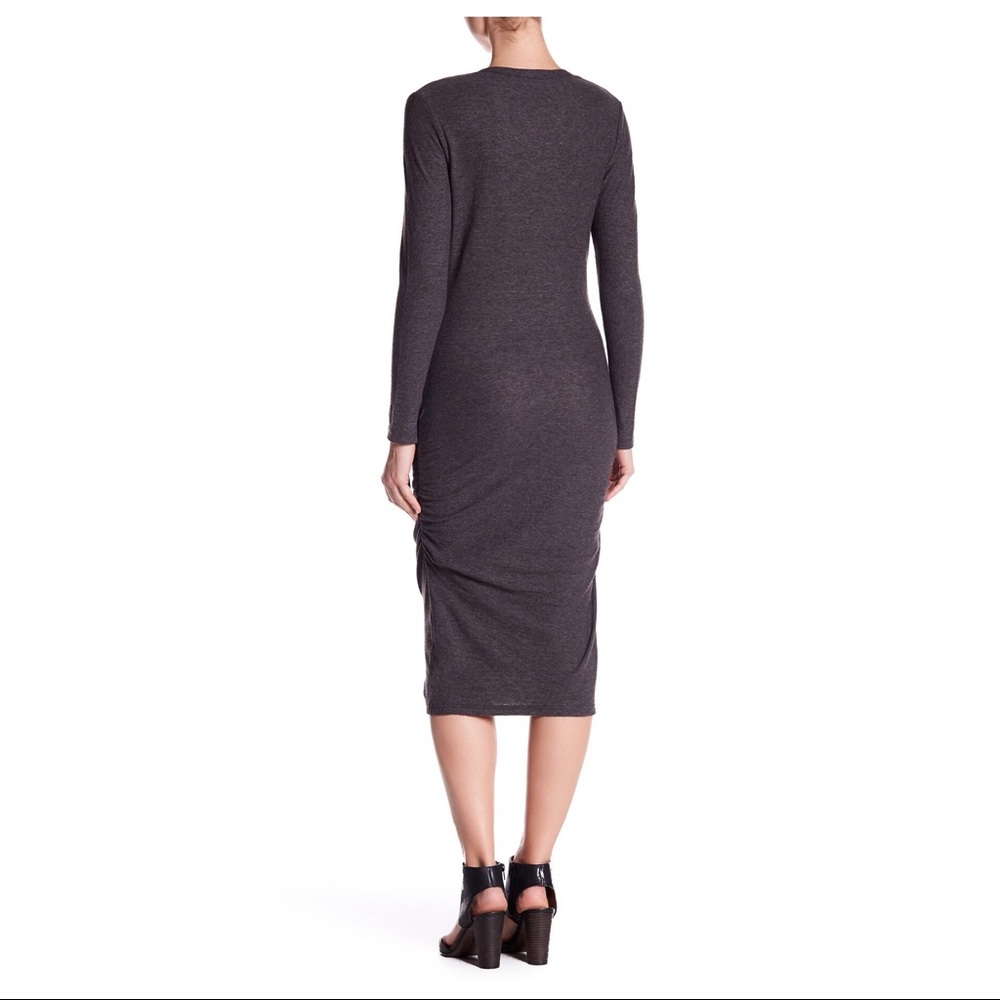 James Perse melange ruched midi dress cotton wool - Picture 3 of 7